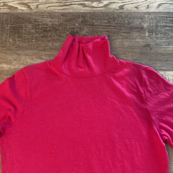 White + Warren - Hot Pink Scrunch Neck Tee - Turtleneck Long Sleeve Size M - Picture 8 of 10